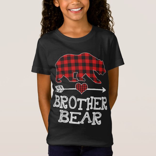 Brother Bear Christmas Pajama Red Plaid Buffalo Fa T-Shirt (Front)