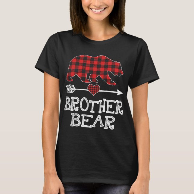 Brother Bear Christmas Pajama Red Plaid Buffalo Fa T-Shirt (Front)