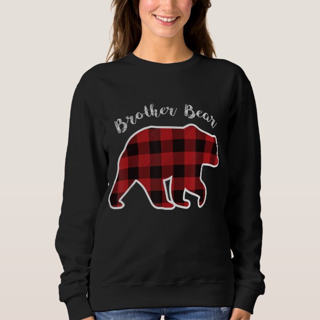 BROTHER BEAR Men Red Plaid Christmas Pajama Family Sweatshirt (Front)