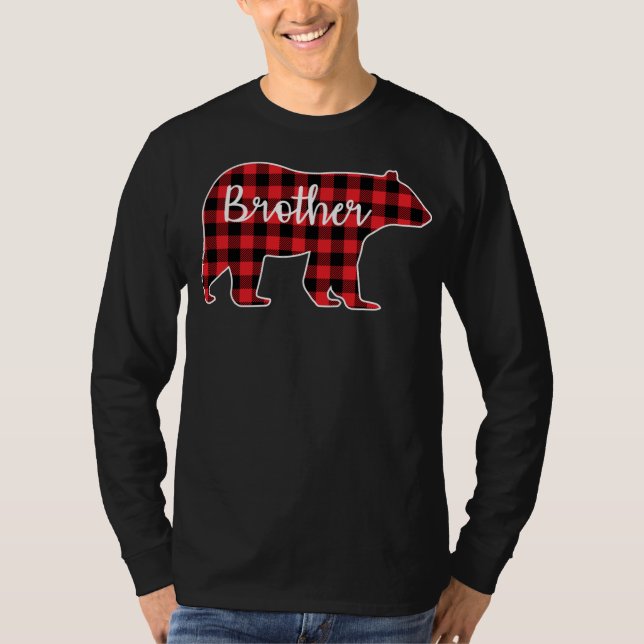 Brother Bear Red Plaid Design Family Matching Chri T-Shirt (Front)