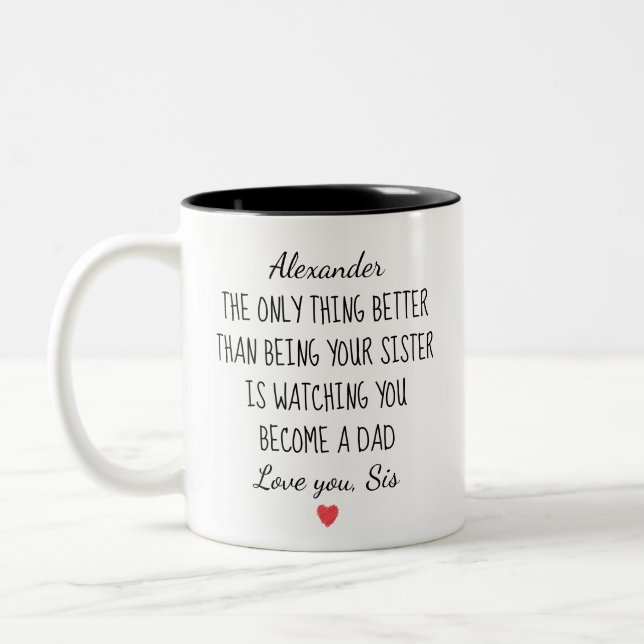 Brother Became Dad Personalised Message Gift Two-Tone Coffee Mug (Left)