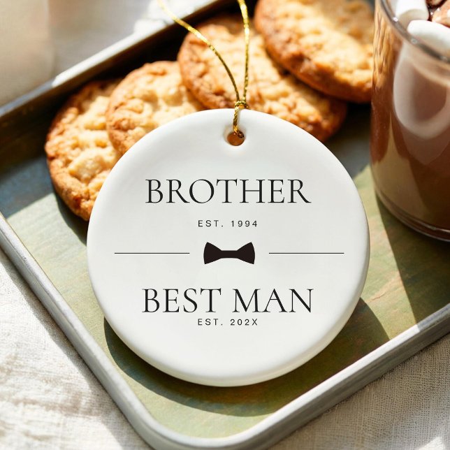 Brother Best Man Wedding Groomsman Custom Est Ceramic Tree Decoration (Creator Uploaded)