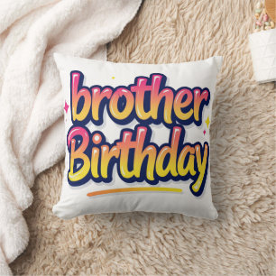 Brother Birthday Colourful Graffiti Lettering Cushion