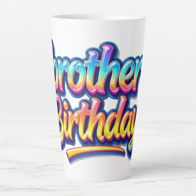 Brother Birthday Gift Colourful Rainbow Text Latte Mug (Front)
