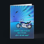 Brother Birthday Motorbike Sunset Card<br><div class="desc">Happy birthday brother card with a motorbike. A perfect card for a biker. A blue motorbike with a stylised sunset and flying birds. Any bike enthusiast will love to get a card like this.</div>