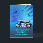 Brother Birthday Motorbike Sunset Card<br><div class="desc">Happy birthday brother card with a motorbike. A perfect card for a biker. A blue motorbike with a stylised sunset and flying birds. Any bike enthusiast will love to get a card like this.</div>
