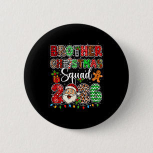 Brother Christmas Crew 2026 Leopard Funny Santa Fa 6 Cm Round Badge