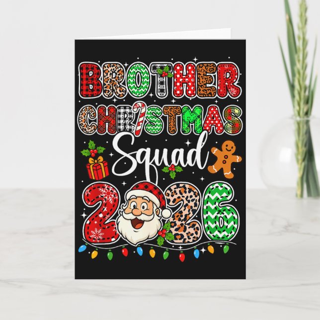 Brother Christmas Crew 2026 Leopard Funny Santa Fa Card (Front)