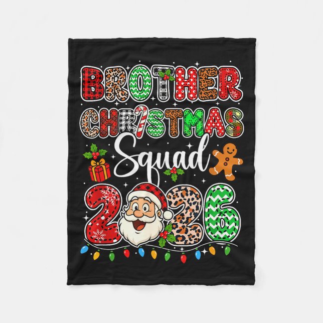 Brother Christmas Crew 2026 Leopard Funny Santa Fa Fleece Blanket (Front)
