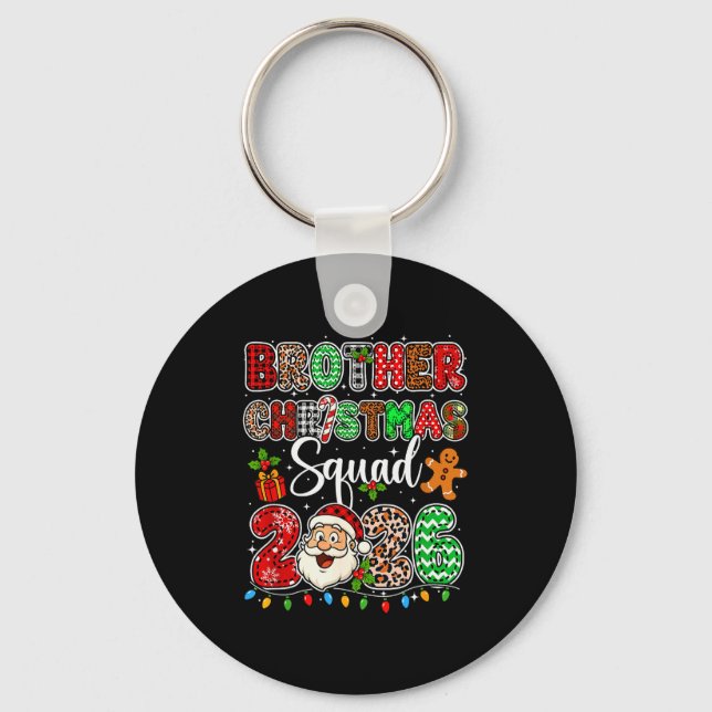 Brother Christmas Crew 2026 Leopard Funny Santa Fa Key Ring (Front)