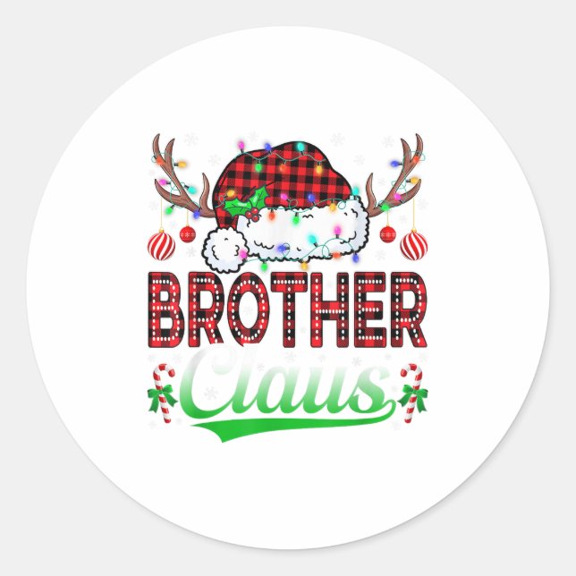 Brother Claus Christmas Lights Matching Family Xma Classic Round Sticker (Front)