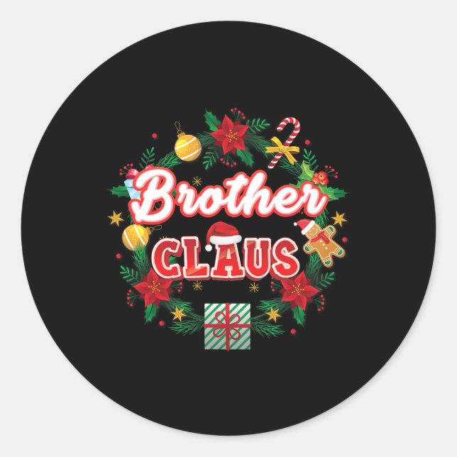 Brother Claus Christmas Santa Laurel Wreath Mistle Classic Round Sticker (Front)