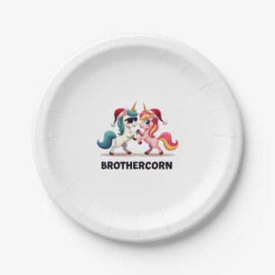 Brother-corn Unicorn Matching Family Pajama Christ Paper Plate