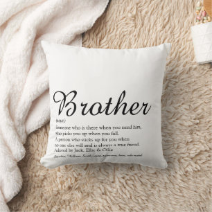 Brother Definition Script Black and White Modern Cushion