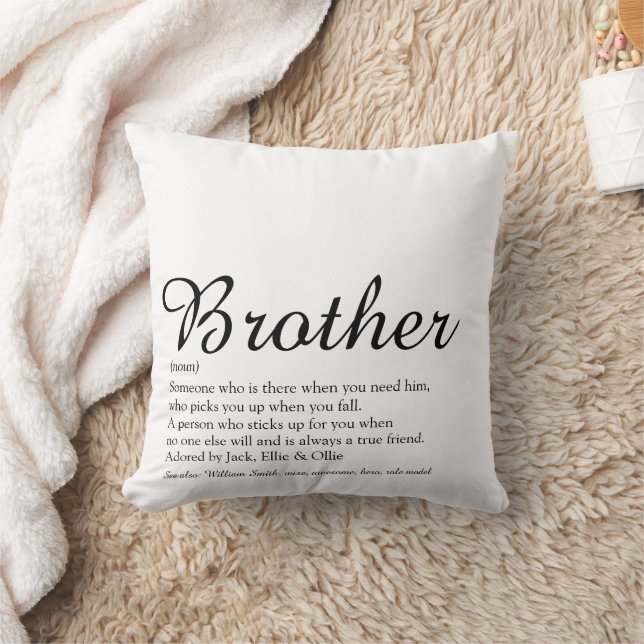 Brother Definition Script Black and White Modern Cushion (Blanket)