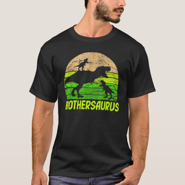 Brother Dinosaur Brothersaurus 2 Two Kids Christma T-Shirt (Front)