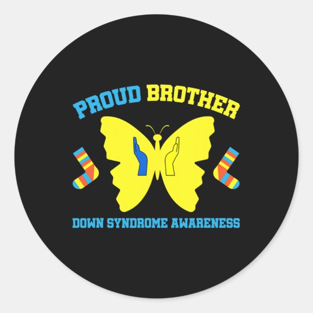 Brother Down Syndrome Awareness  Classic Round Sticker (Front)
