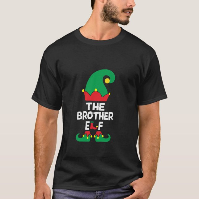Brother Elf Matching Family Group Christmas Party  T-Shirt (Front)