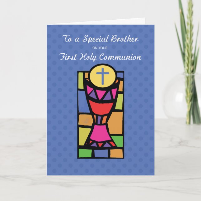 Brother, First Communion Congratulations, Cup and Card (Front)
