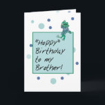 Brother Frog in Jeans, Birthday, Polka Dots Card<br><div class="desc">Great card to send to your brother to wish him a fun birthday that is hoping with fun! This  cartoon frog is waving his wishes</div>