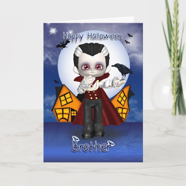 brother fun vampire halloween greeting card (Front)