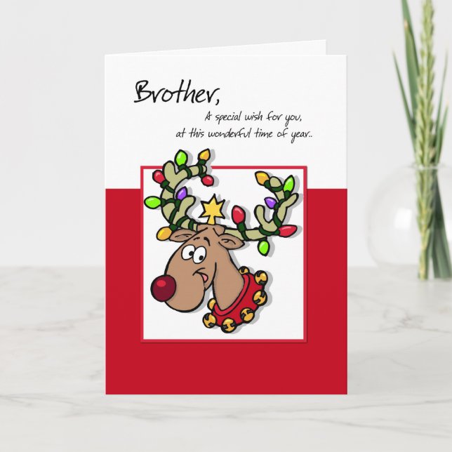 Brother Funny Reindeer Humorous Holiday Wish (Front)