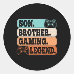 Brother Gaming Legend Video Gamer Retro Game Classic Round Sticker