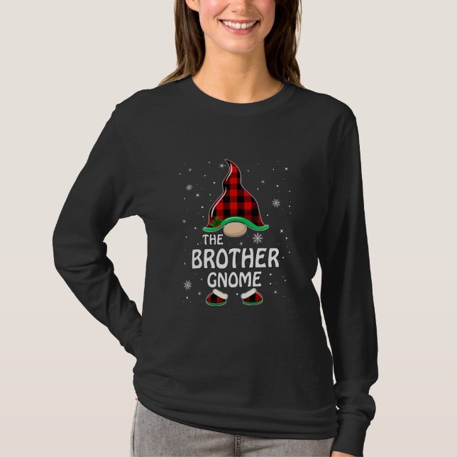 Brother Gnome Buffalo Plaid Matching Family T-Shirt (Front)