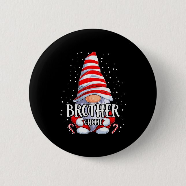 Brother Gnome Christmas Pajamas Matching Family Gr 6 Cm Round Badge (Front)