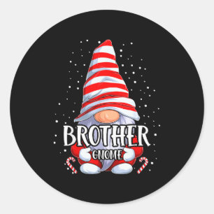 Brother Gnome Christmas Pajamas Matching Family Gr Classic Round Sticker
