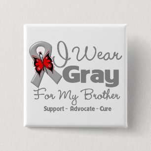 Brother - Grey Ribbon Awareness 15 Cm Square Badge