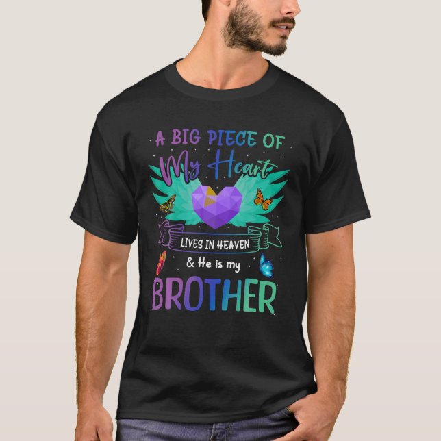 Brother Happy Birthday to Angel in Heaven Heart Wi T-Shirt (Front)