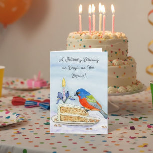 Brother Happy February Birthday Painted Bunt Card