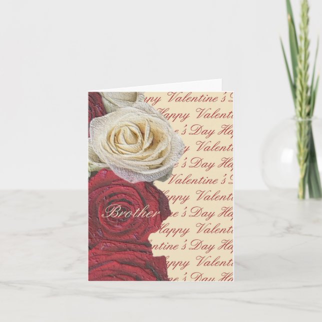 Brother Happy Valentine's Day Roses Holiday Card (Front)