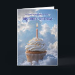 Brother Heavenly Birthday Remembrance Card<br><div class="desc">Remembering a past brother on his birthday.  A cupcake in the clouds with a birthday candle. Words of support inside. A great way to remember a beloved soul.</div>