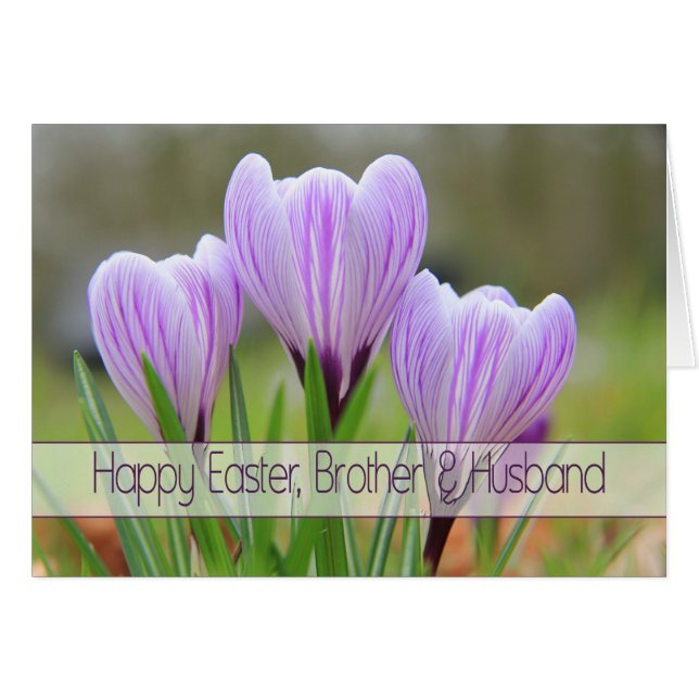 Brother & Husband   Happy Easter Purple crocuses (Front Horizontal)