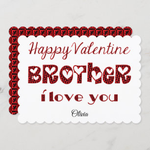 Brother I Love You Cute Cupid Typography Valentine Holiday Card