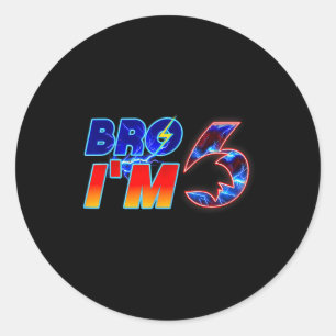 Brother Im 6th Birthday Boy Family Matching Party  Classic Round Sticker