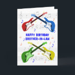 Brother in Law Guitars Birthday Card<br><div class="desc">A beautiful birthday card for a brother-in-law. Electric guitar colourful art with a music scale in the background. You cannot have too many guitars. A very cool guitar birthday card, celebrates the energy and sheer fun of this musical instrument. A perfect birthday card for guitarists and music lovers.</div>