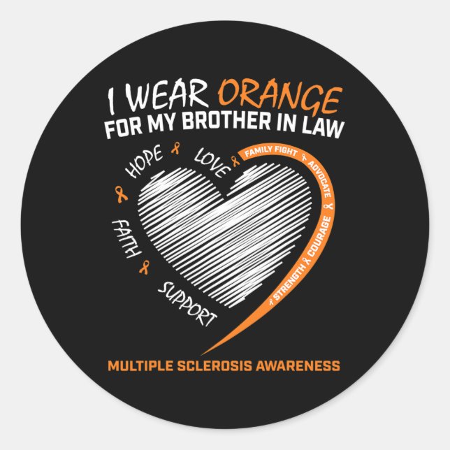 Brother In Law Multiple Sclerosis Apparel Ms Aware Classic Round Sticker (Front)