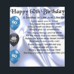 Brother in Law Poem 60th Birthday Notepad<br><div class="desc">A great gift for a brother in law on his 60th birthday</div>