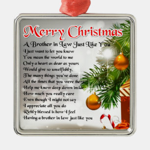 Brother in Law Poem - Christmas Design Metal Tree Decoration