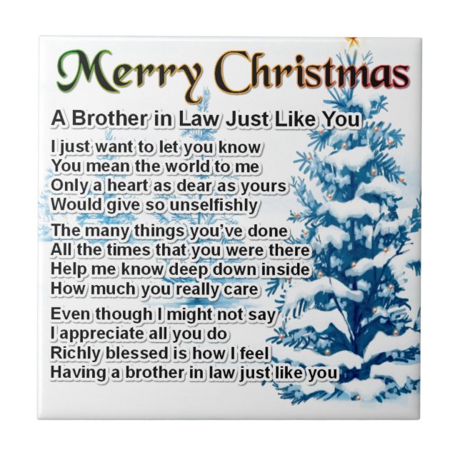 Brother in Law Poem - Christmas Design Tile (Front)