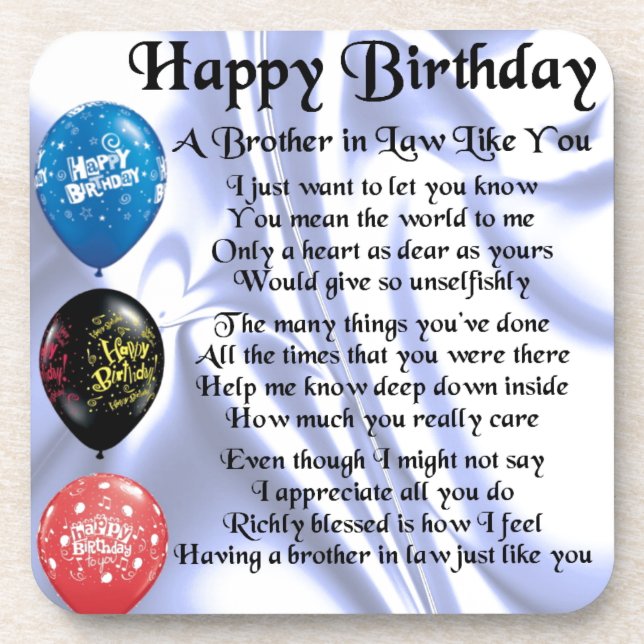 Brother in Law Poem -  Happy Birthday Coaster (Front)
