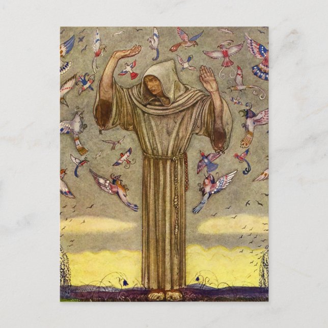 “Brother Martin and the Birds” by John Bauer Postcard (Front)