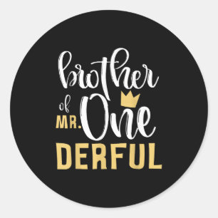 Brother Mr Onederful 1st Birthday First One-derful Classic Round Sticker