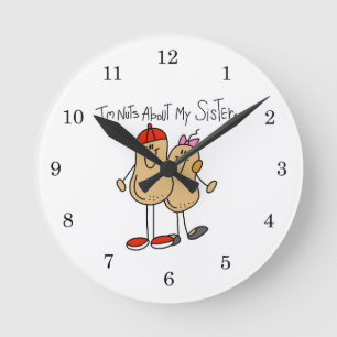 Brother-Nuts About My Sister Round Clock