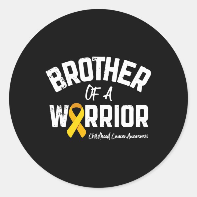 Brother Of A Warrior Childhood Cancer Awareness Bo Classic Round Sticker (Front)