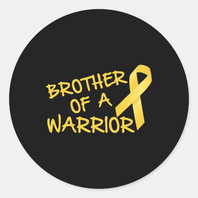 Brother Of A Warrior Childhood Cancer Awareness   Classic Round Sticker (Front)