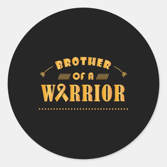 Brother of a Warrior Childhood Cancer Ribbon Aware Classic Round Sticker (Front)
